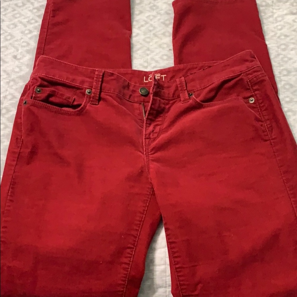 Red LOFT corduroys